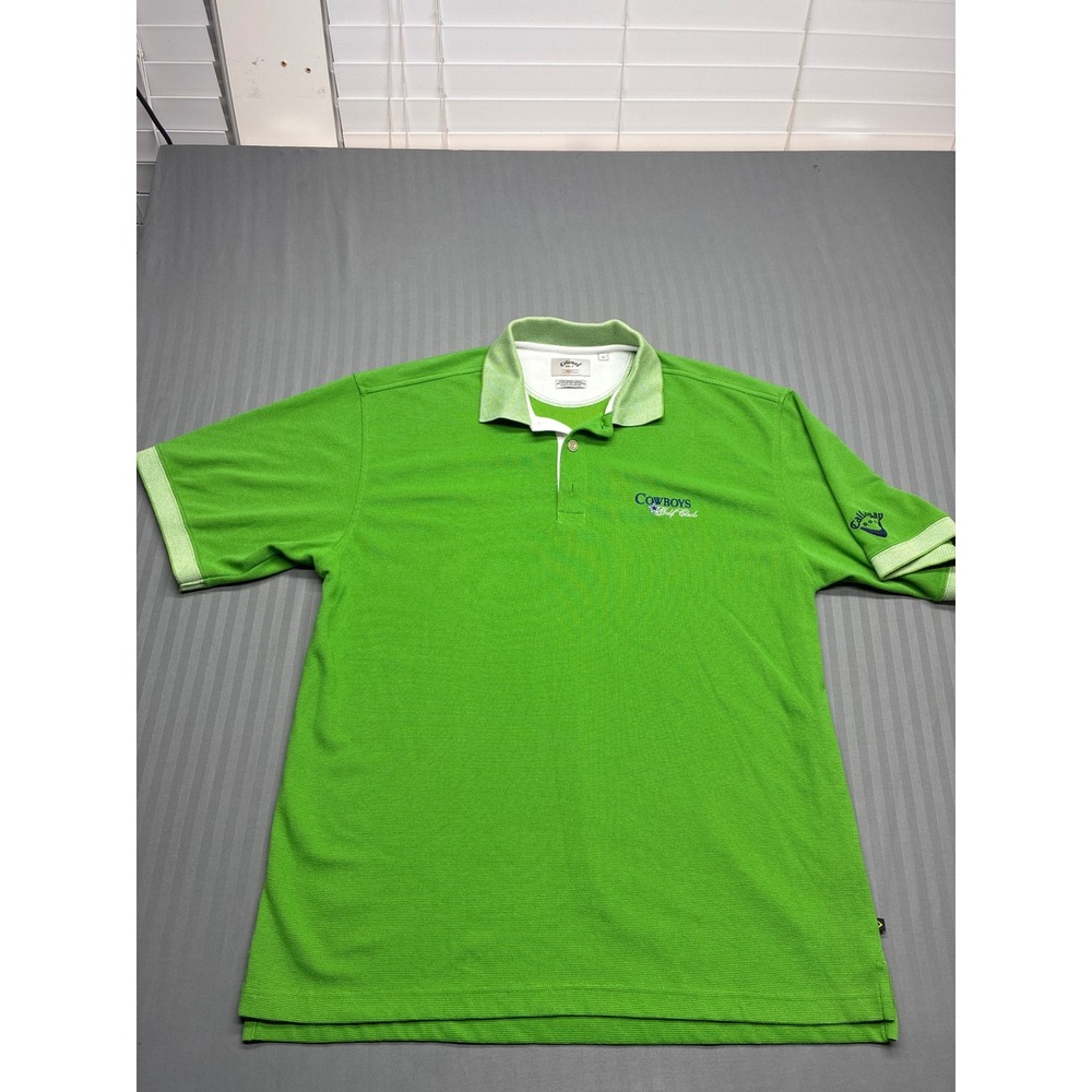 Callaway Golf Sport Mens Medium Lime Green Cowboys Golf Club Waffle Polo Shirt